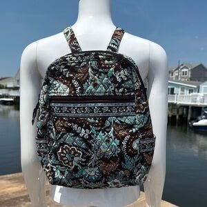 Vera Bradley Brown and Green Backpack with Intricate Design